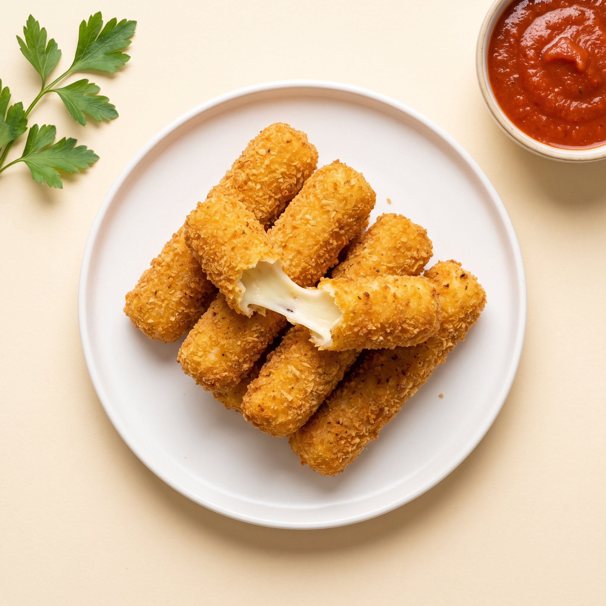Golden crispy mozzarella sticks