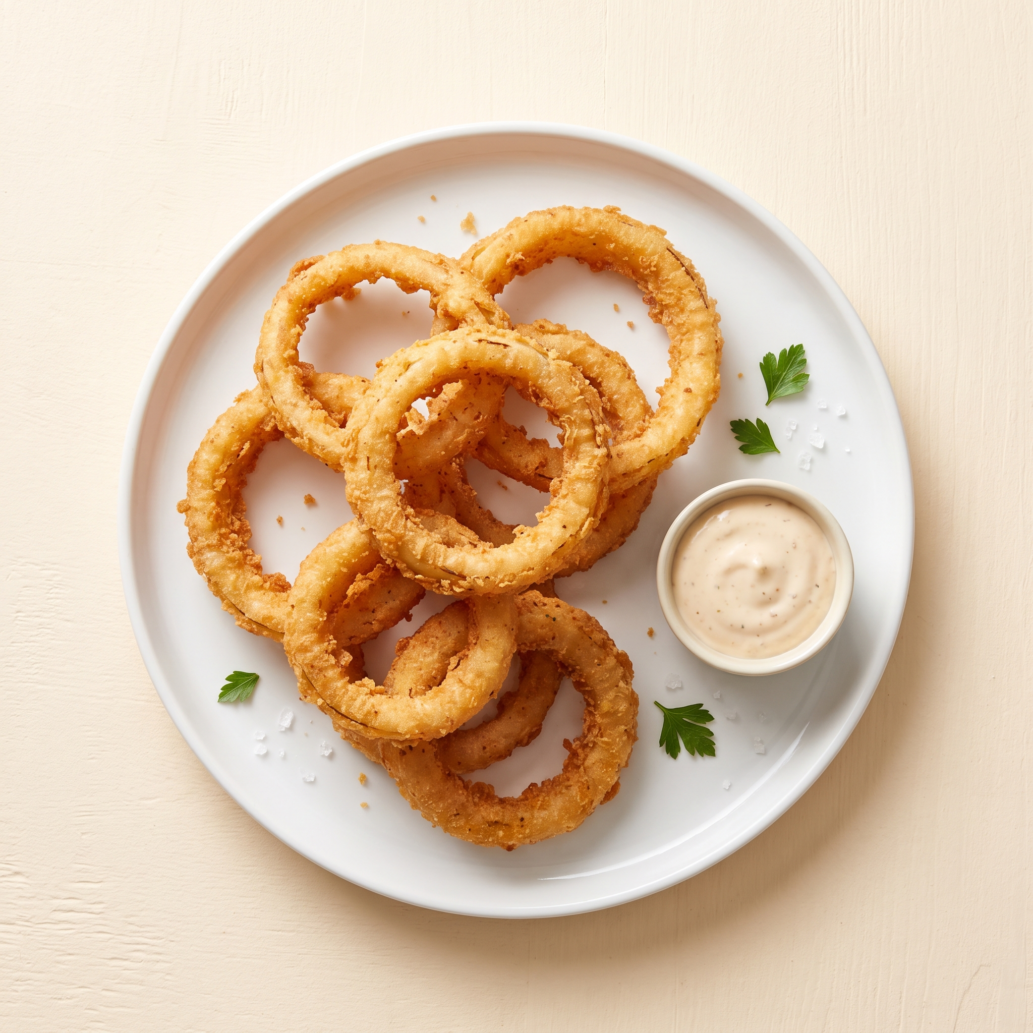 Golden crispy onion rings