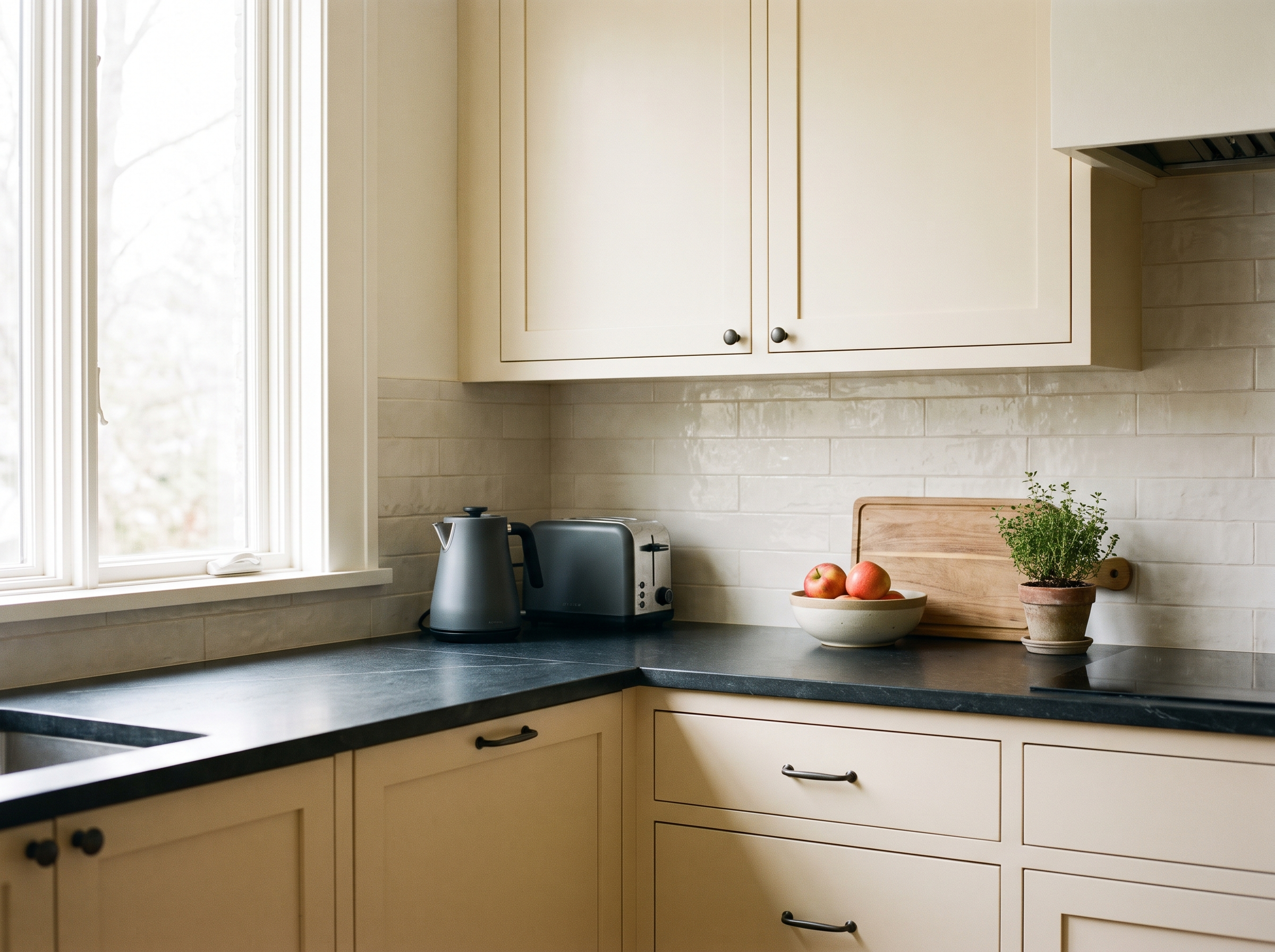Clean modern compact kitchen countertop